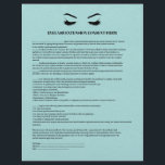 AQUA Leather EYELASH EXTENSION CONSENT FORM Flyer<br><div class="desc">Eyelash Extensions Consent forms are perfect for your Lash Extension business. This modern and sophisticated consent form design features a glamourous , minimalistic illustration of a woman's eyelashes a title and a block where you can insert all your informed consent details on a luxury against a printed AQUAMARINE BLUE leather...</div>
