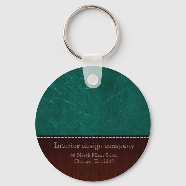 Aqua leather look key ring (Front)