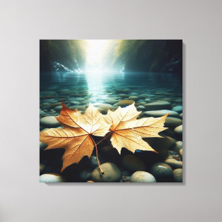 Aqua Leaves Canvas Print