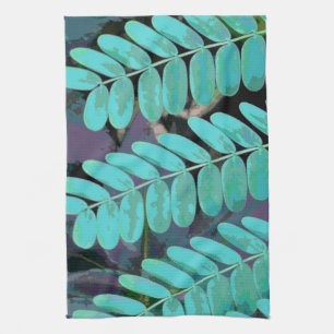 Aqua Leaves Tea Towel