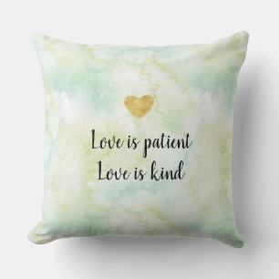 Aqua Leaves Watercolor Love Cushion