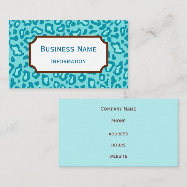 Aqua Leopard Pattern Business Card (Front/Back)