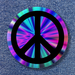 Aqua Light Show with Peace Sign 6 Cm Round Badge