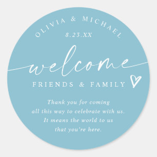 Aqua Light Teal Wedding Welcome Hotel Bag Classic Round Sticker