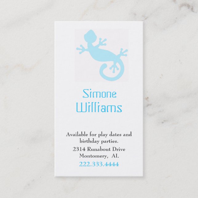 Aqua Lizard Children Calling Card (Front)