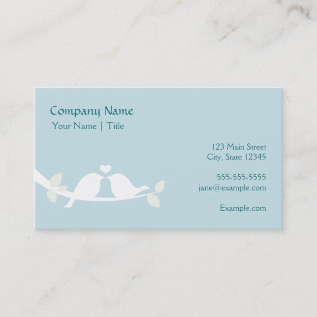 Aqua Love Birds Business Card (Front)