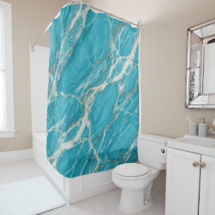 Aqua Marble Texture Modern Refined Look Shower Curtain