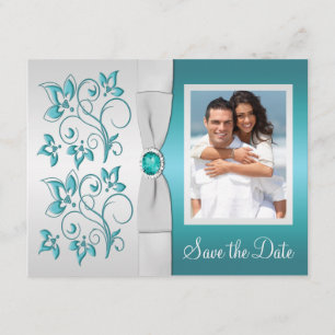 Aqua-marine and Silver Reply Card II