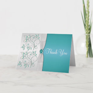 Aqua-marine and Silver Thank You Card