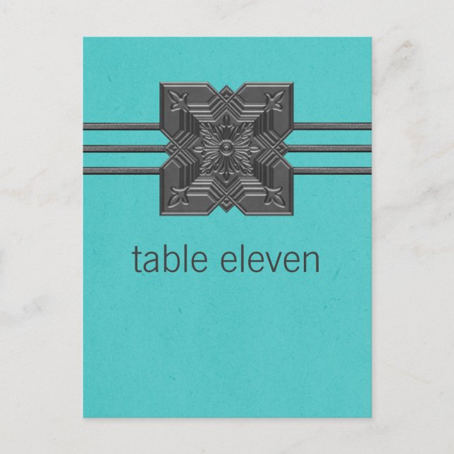 Aqua Medallion Border Table Postcard (Front)