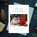 Aqua "Meowy Christmas" Personalised Photo Holiday Card<br><div class="desc">Personalise these beautiful and modern Christmas or winter holiday cards with your fur baby's photo and personal message.</div>