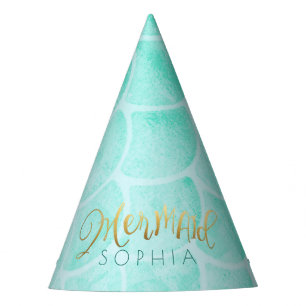 Aqua Mermaid Birthday Party Hat