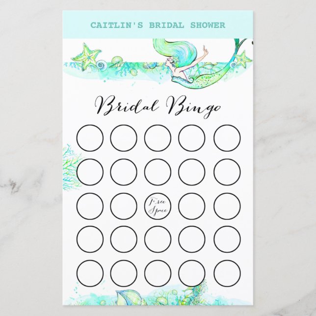 Aqua Mermaid Bridal Shower Game (Front)