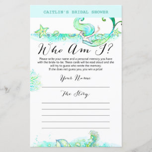 Aqua Mermaid Bridal Shower Game