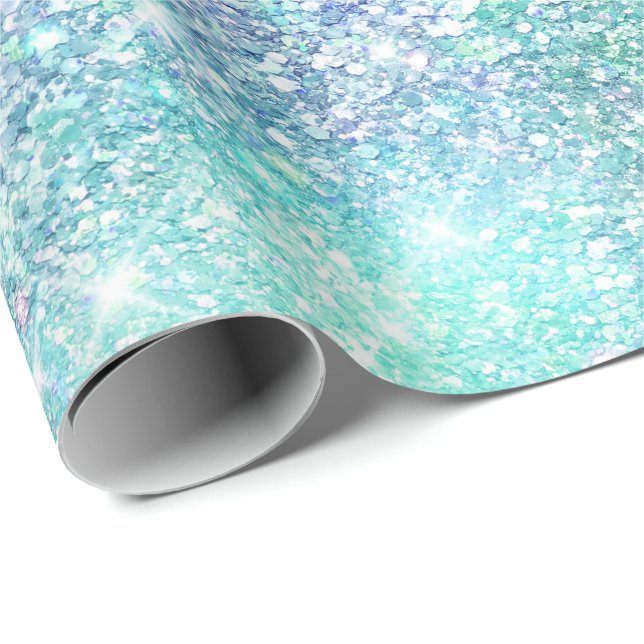Aqua Mermaid Sparkle Wrapping Paper (Roll Corner)