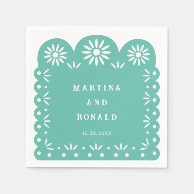 AQUA MEXICAN PAPEL PICADO NAPKIN (Front)