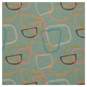 Aqua Mid Century Modern Fifties Style Fabric