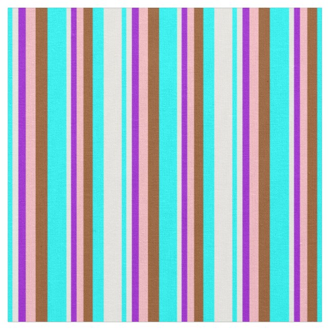 Aqua, Mint Cream, Dark Violet, Light Pink & Brown Fabric (Close Up)