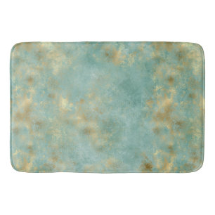 Aqua Mint Gold Glam Abstract Bath Mat