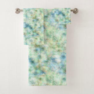 Aqua Mint Gold Marble Abstract Bath Towel Set