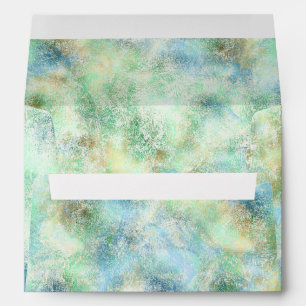 Aqua Mint Gold Marble Abstract Envelope
