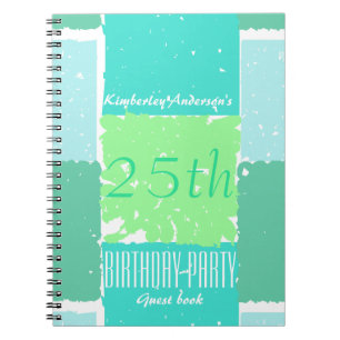 Aqua Mint Green Colours 25th birthday Guest Book