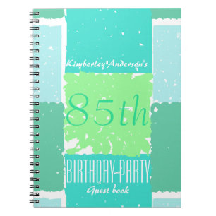 Aqua Mint Green Colours 85th birthday Guest Book