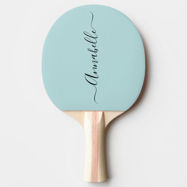 Aqua Mint Green Personalised Name Ping Pong Paddle (Front)
