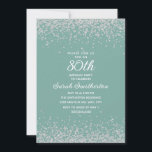 Aqua Mint Silver Diamond Glitter 80th Birthday Invitation<br><div class="desc">Create your own elegant aqua/mint 80th birthday party invitation for women with sparkling glitter and a white calligraphy/script text. Text and fonts are completely customisable on this invitation so you can change this to work for any age. The background colour is customisable, as well, so no matter what your party...</div>