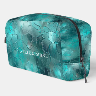 Aqua Mint Teal Green Glam Abstract Dopp Kit