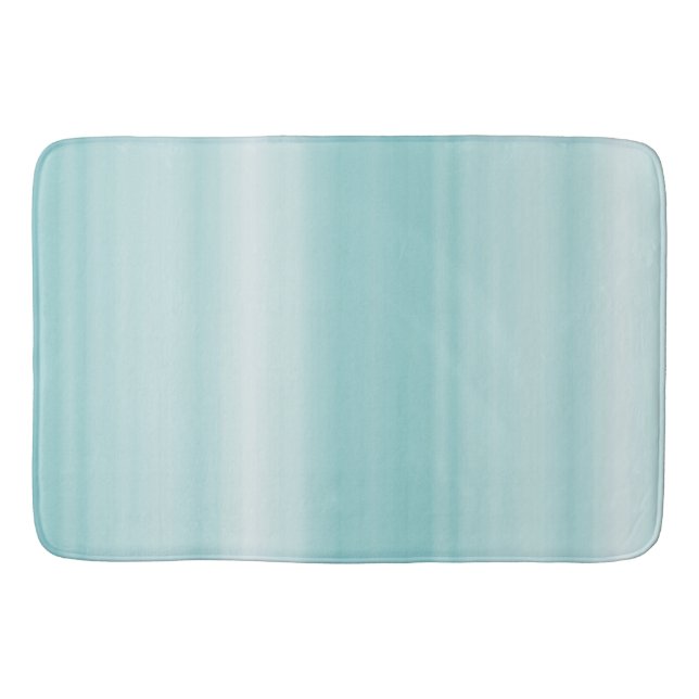 Aqua Mint White Beach Vibes Stripes   Bath Mat (Front)