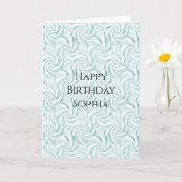 Aqua Mint White Swirls Birthday