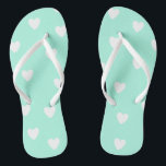 Aqua Mint with Cute White Hearts Pattern Jandals<br><div class="desc">NewParkLane - Flip Flops,  with a cute pattern of hand drawn little white hearts,  against a trendy aqua mint background.
Check out this collection for matching items. Also available in hot pink & blush pink.</div>