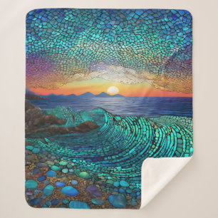 Aqua Mirage Seascape Sherpa Blanket