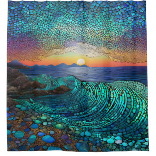 Aqua Mirage Seascape Shower Curtain