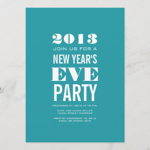 Aqua Modern 2013 New Year's Eve Party Invitation