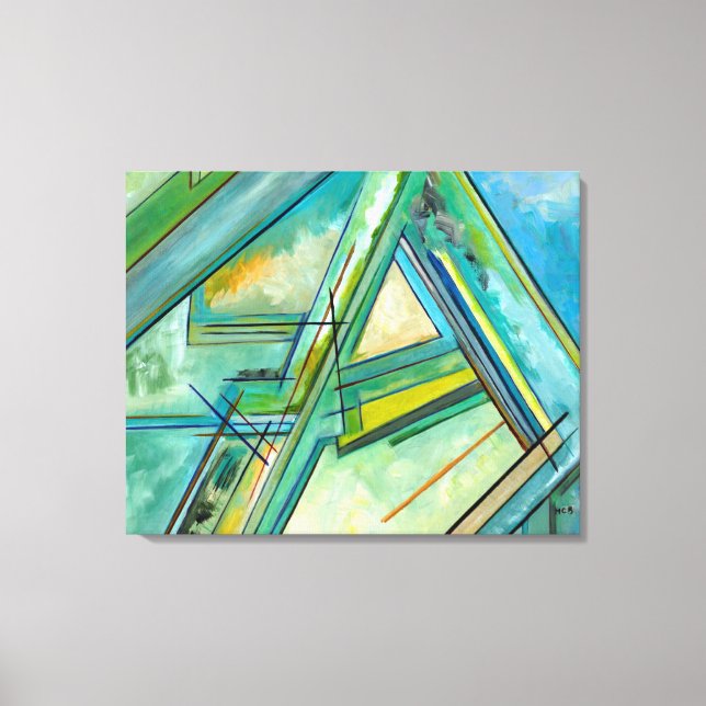 Aqua Modern Art Abstract Colourful Canvas Prints (Front)