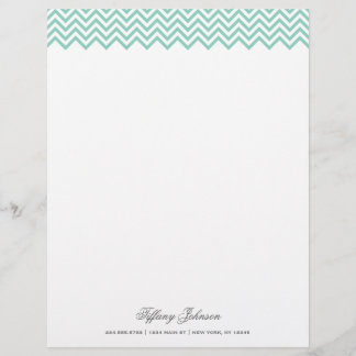 Aqua Modern Chevron Border Personalised Letterhead