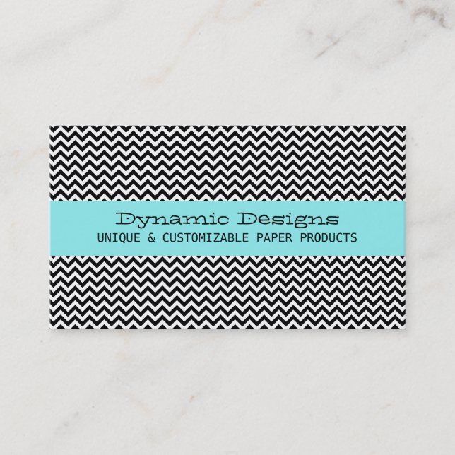 Aqua Modern Chevron Business Card (Front)