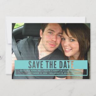 Aqua Modern Cut Out Save the Date Invite