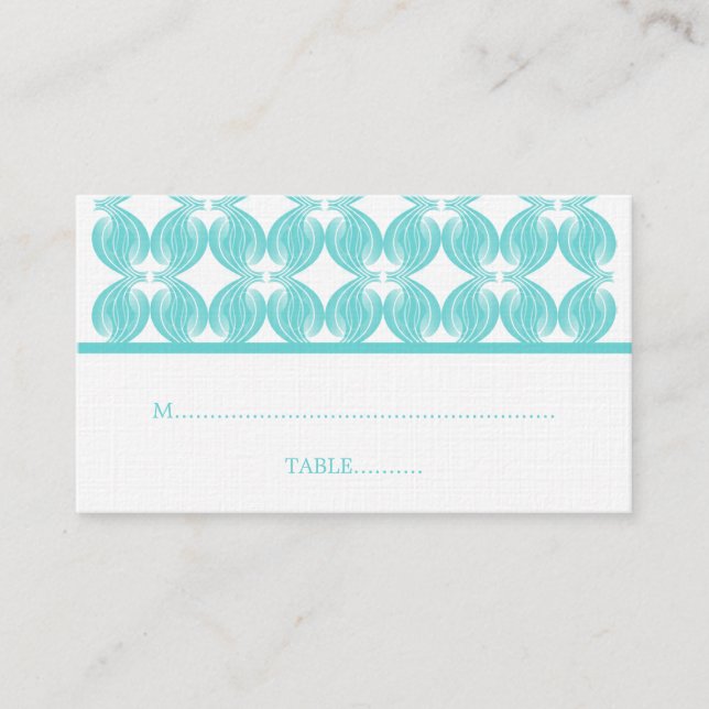 Aqua Modern Deco Place Card (Front)