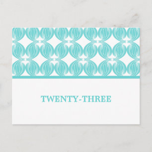 Aqua Modern Deco Table Number Postcard