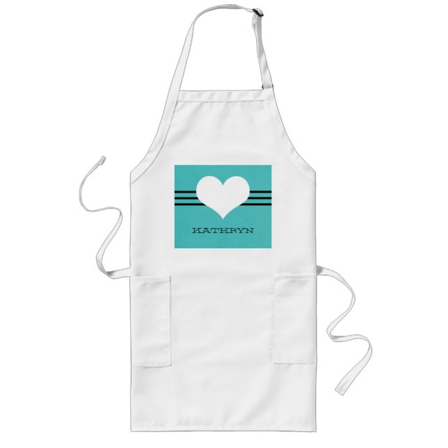 Aqua Modern Heart Apron (Front)