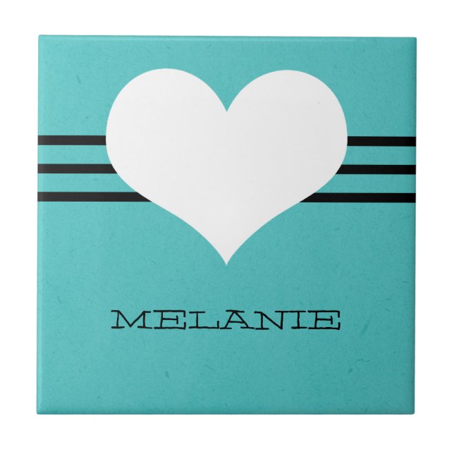 Aqua Modern Heart Tile (Front)