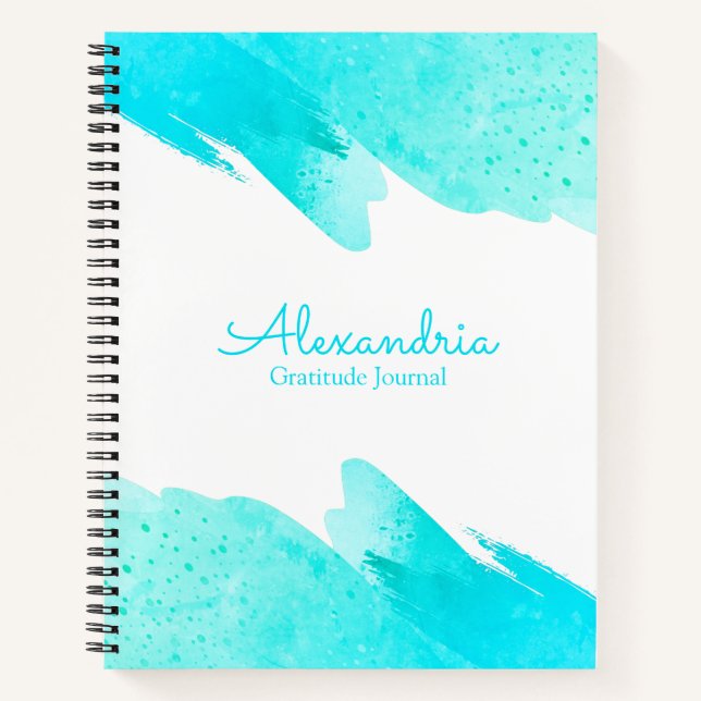 Aqua Modern Personalised Elegant Script Journal (Front)