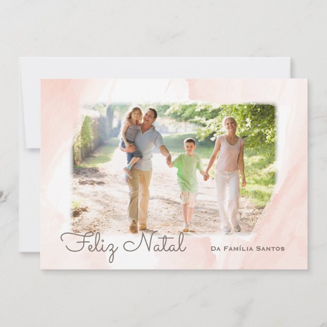 Aqua Modern Photo Merry Christmas Holiday Card (Front)