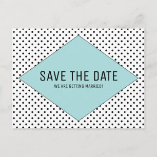 Aqua Modern Polka Dots Save the Date Announcement Postcard