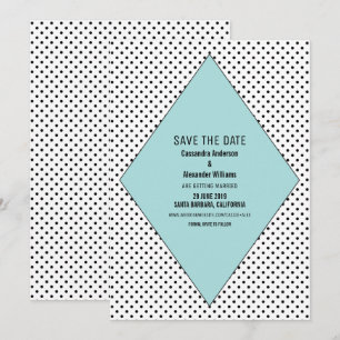 Aqua Modern Polka Dots Save the Date Invite
