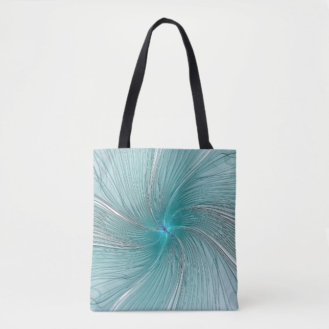 Aqua Modern String Flower Tote Bag (Front)