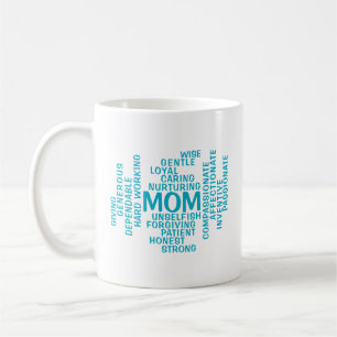 Aqua Mom Typography Word Cloud Coffee Mug